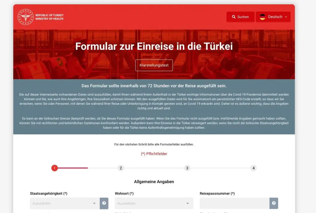 HES Code Einreise in die Türkei erforderliches Online Formular 2022 - Türkei Life
